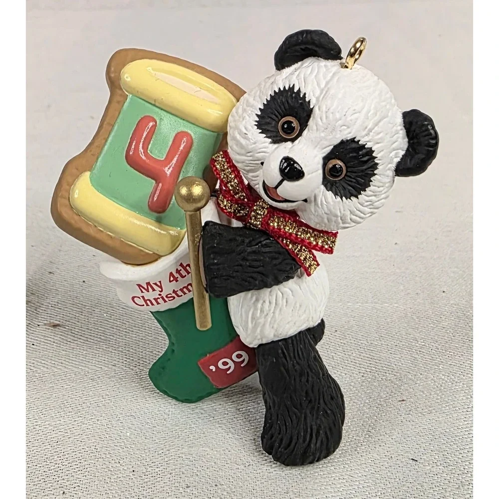 Hallmark Keepsake 1999 Ornament Child's Fourth Christmas Panda Bear Ken Crow Box